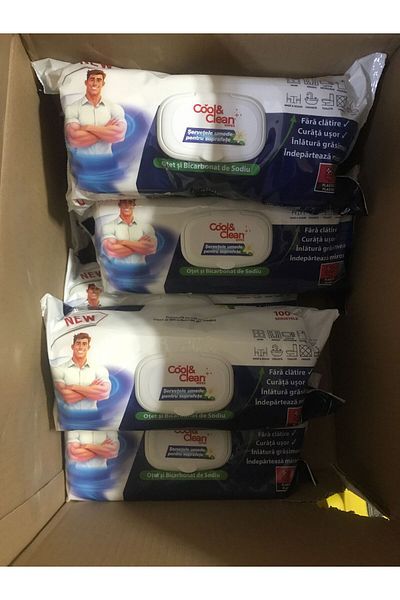 Cool & Clean 3 x Wet wipes with vinegar and bicarbonate 100pcs, multi-surface