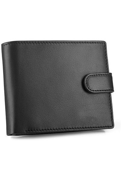 zagatto Portofel bărbătesc din piele, negru, orizontal, 7 carduri, buzunar pentru legitimație, 9.5x12.5x2 cm, ZG-N992L-F3