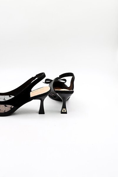 KRISTE BELL Short Heeled Bow Detailed Buckle Stiletto Kb1000 Black