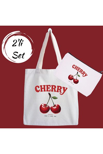 designedfy Set of 2 Cloth Bags and Makeup Bags with Campaign