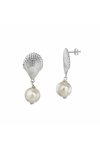 ohmygod jewelry Cercei Iubitori de Mare - Scoică din Argint cu Perlă de 10 mm