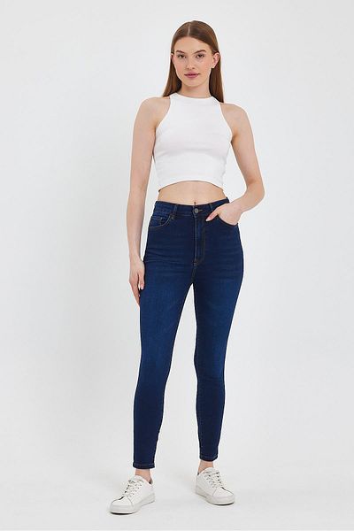 VENA Women's Holly Natural Dark High Waist Skinny Jeans (Lyocell)