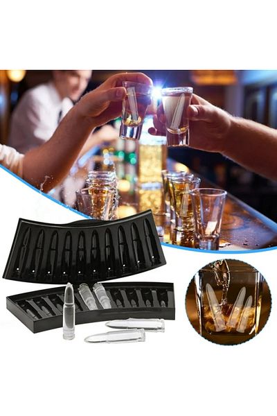 zola Plastic ice cube mold, 10 cubes, bullet, 9 x 20 x 2 cm, black