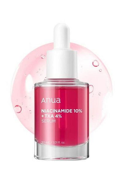 ANUA Pink Serum Duo for Glass Skin: Niacinamide + Tranexamic Acid & Peach Niacinamide Serum