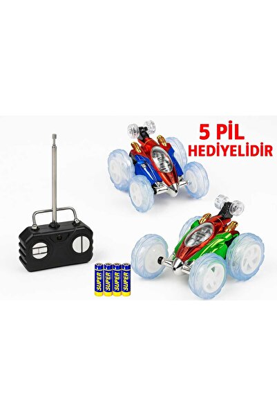 KİNKU Uzaktan Kumandalı Takla Atan Işıklı Akrobat Oyuncak Araba Yeşil Renk Da...