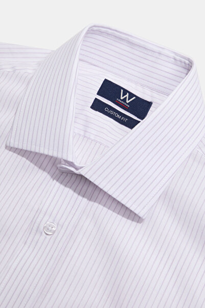 W Collection BEYAZ UZUN KOLLU ÇİZGİLİ GÖMLEK