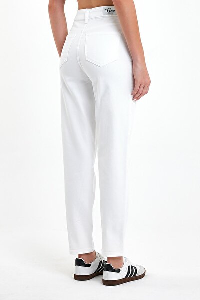 VENA Maria Γυναικείο Slim Fit White Mom Jean Παντελόνι