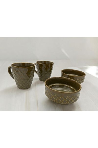ALCE Set of 2 Porcelain Mug Cups Snack Bowl Patterned Model