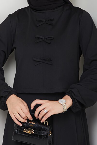 InStyle Black Suit with Skirt and Bow Detail