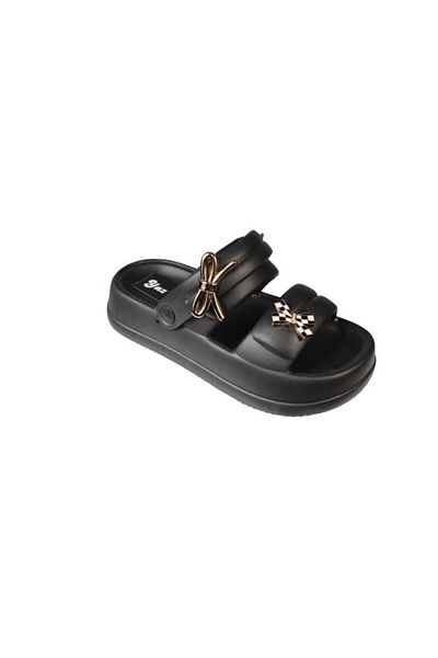 Akınal Bella Akinalbella Black White Grey Women's Stoned Sea Pool Plage Casual Backstrap Slippers Heel Height 4