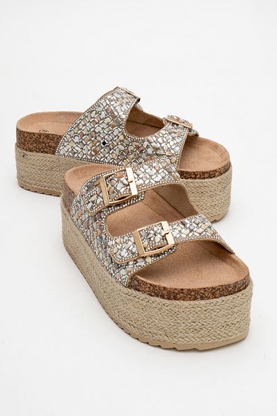 Ataköy Ayakkabı Women's Thick Sole Stone Slippers