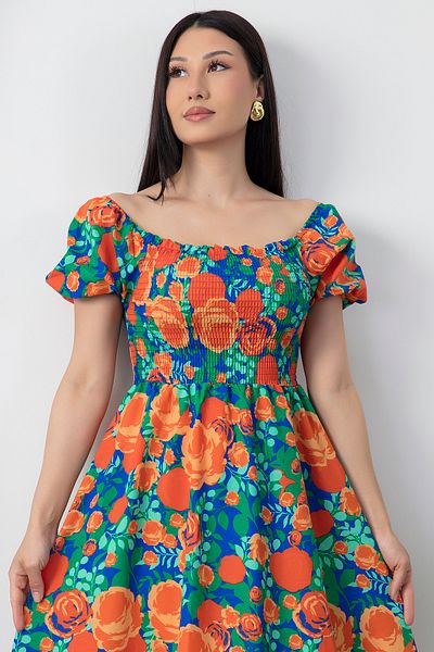 PULLIMM Rochie florală Gipeli cu guler pătrat DKS1097