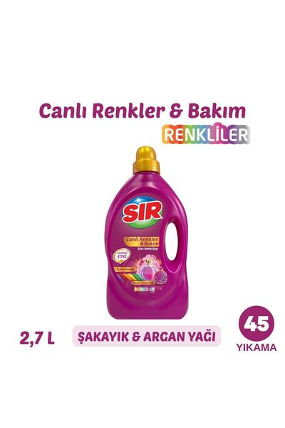 Sır Canlı Renkler Bakım Renkliler Sıvı Çamaşır Deterjanı 2,7 Litre 45 Yıkama