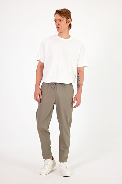 VENA Alfred Elastic Waist Summer Gabardine Παντελόνι - KHAKI