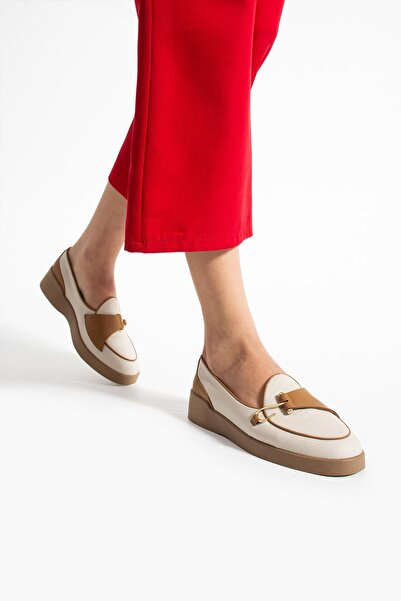 FOLLİNİ Balerini din piele naturală pentru femei, maro bej