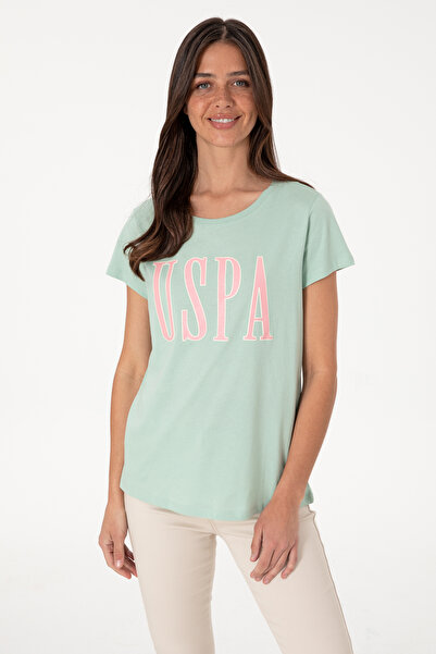 U.S. Polo Assn. Kadın Su Yeşili Bisiklet Yaka Tişört 50305842-VR048