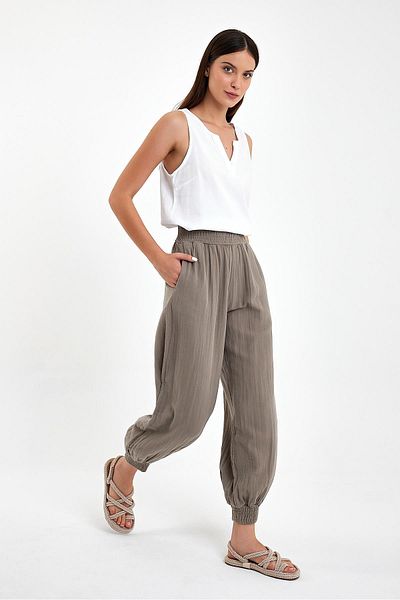VENA Γυναικείο παντελόνι Jogger Melly Mink Muslin - φαρδύ