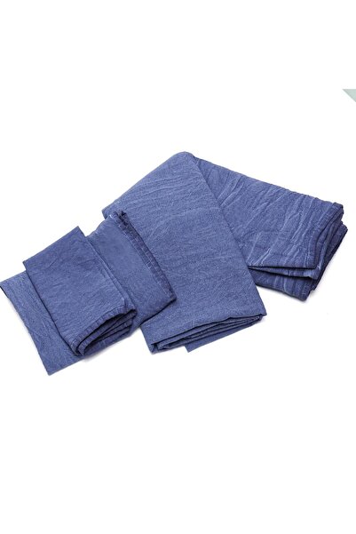 Missi Față de masă din bumbac denim indigo stonewashed