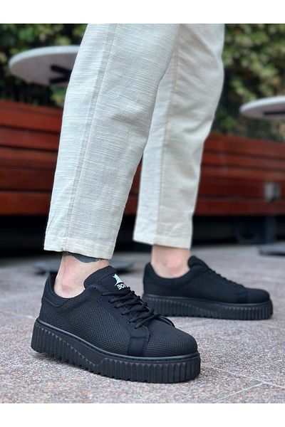 Lavish Gold BA0803 BOA High Black Sole Knitwear Black Men's Shoes