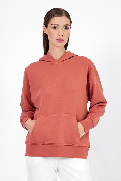 VENA Hanorac pentru damă cu glugă Dusty Rose Melange - Basic