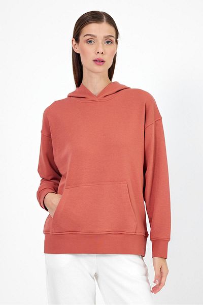 VENA Hanorac pentru damă cu glugă Dusty Rose Melange - Basic
