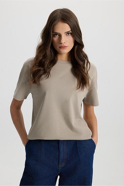 VENA Women's Oversize Gray Comfortable Fit T-Shirt - 200900 -079