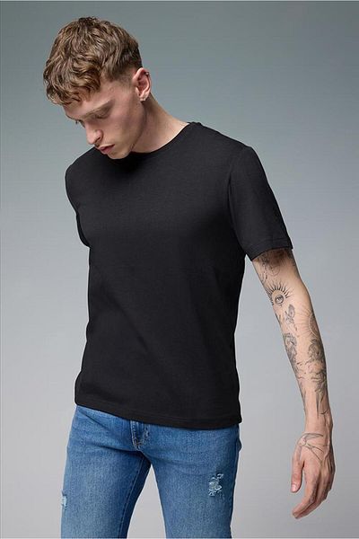 VENA Ανδρικό μπλουζάκι Ken Black Crew Neck Regular Fit Basic - 29716-028