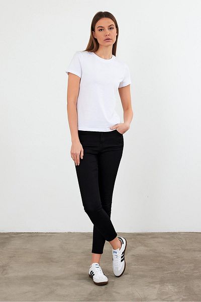 VENA Tricou de damă Rachel White, cu decolteu rotund, slim fit