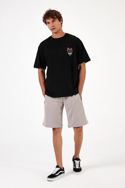 VENA Μαύρο ανδρικό μπλουζάκι Regular Fit - Crew Neck, Πίσω εμπριμέ