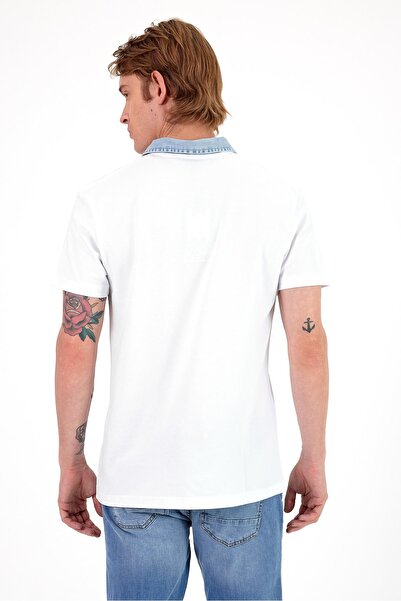 VENA Ανδρικό μπλουζάκι Marco White Regular Fit Jean Collar με λεπτομέρεια Pique