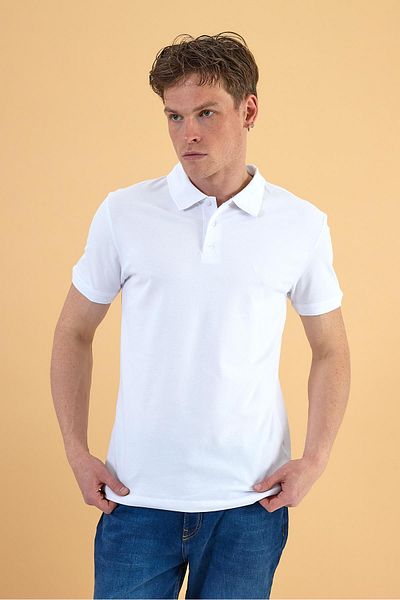 VENA Ανδρικό μπλουζάκι Martin White Polo Collar Slim Fit