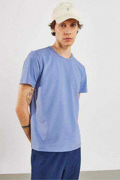 VENA Tricou de bază Ken Sky Blue pentru bărbați, cu decolteu normal, cu croiala normală - 29716-1101