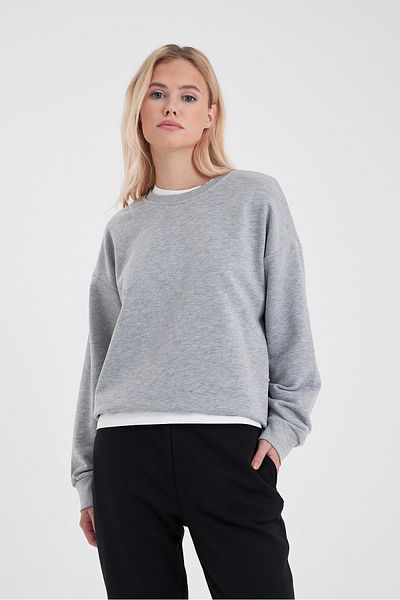 VENA Γυναικείο Rhona Grey Melange Crew Neck Regular Fit 3 νήματα φούτερ