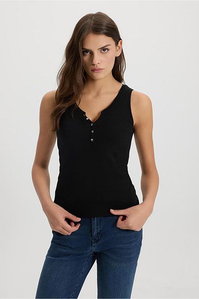 VENA Tricou de corp pentru femei Matilda, cu detaliu cu nasturi negri - 29541-028