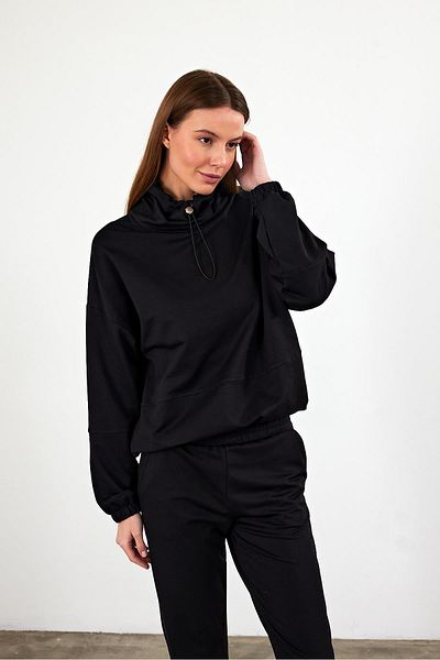 VENA Дамски суитшърт Norah Black с яка и стандартна кройка