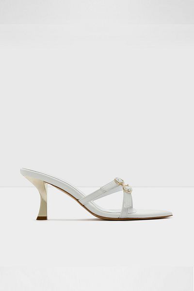 Aldo Leyna-Tr - White Faux Leather Women's Heeled Slippers