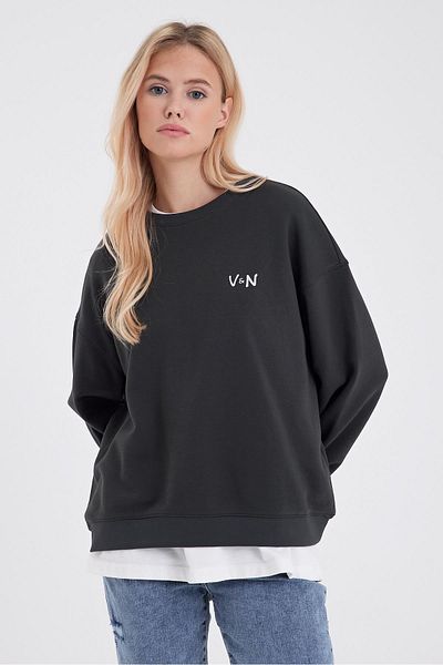 VENA Γυναικείο φούτερ με στάμπα Anthracite Good Wibes
