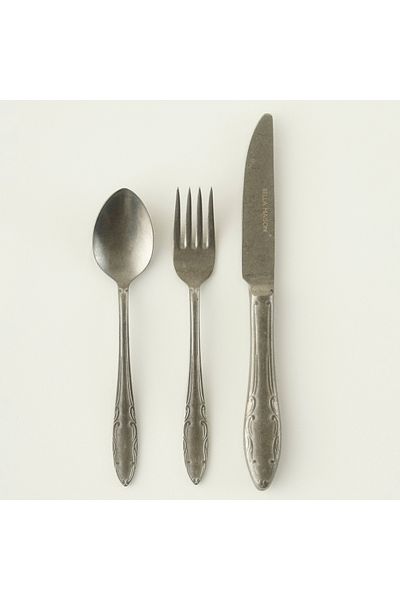 Bella Maison Vintage 6-Person Sweet Knife and Fork Set - 18 Pieces, Silver