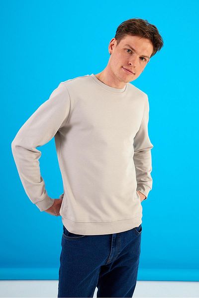 VENA Ανδρικό γκρι φούτερ με λαιμόκοψη - Regular Fit Basic Style