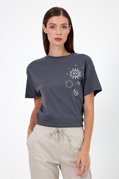 VENA Antacid Printed Women's Oversize T-shirt - Crew Neck