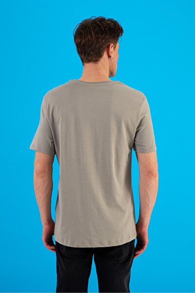 VENA Erkek Danny Gri Sıfır Yaka Pamuklu Basıc Tişört