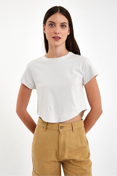 VENA Tricou Crop de damă Maria Stone