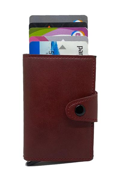 Walle's Polo Comely Rfid Protected Leather Automatic Aluminum Mechanism Unisex Wallet - Card Holder