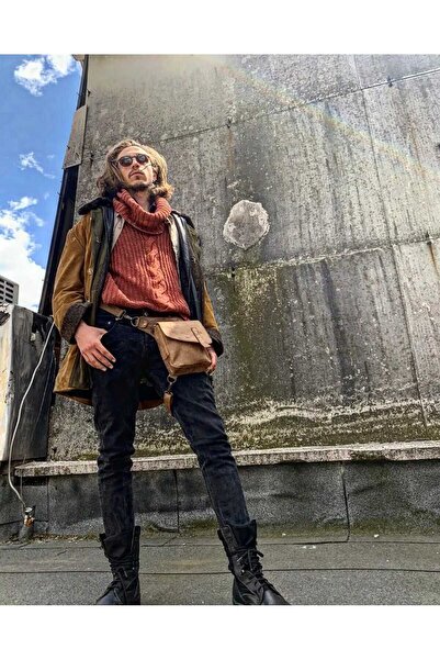 Crow'sRoom Handmade Deri Bel ve Bacak Çantası (Kapaklı Model Kahve)