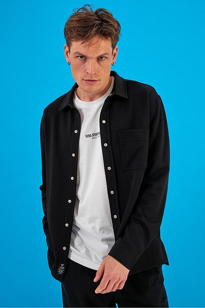 VENA Мъжка памучна риза Clark Black Regular Fit