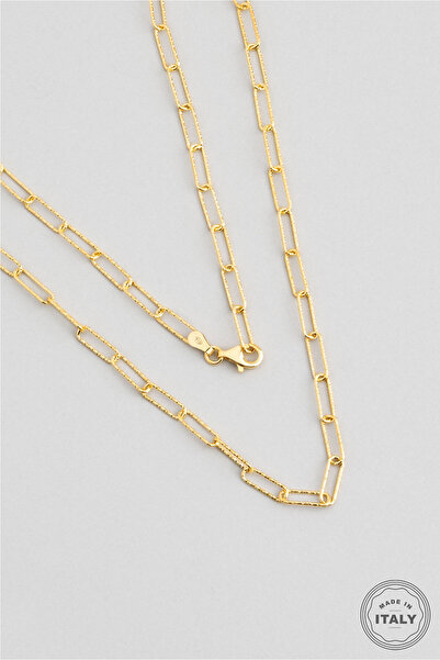 So CHIC... İtalyan 18 Ayar Sarı Altın Kaplama 45 Cm Gümüş Zincir Kolye