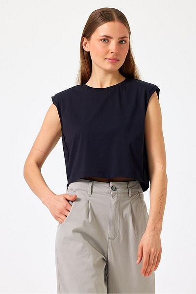 VENA Tricou pentru femei Lisa Black Crop Căptușit