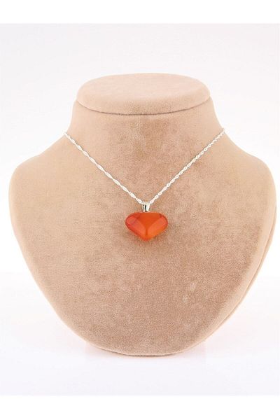 OSMANLI DOĞAL TAŞ Certified Agate Heart Pendant (Silver Chain Gift) M006