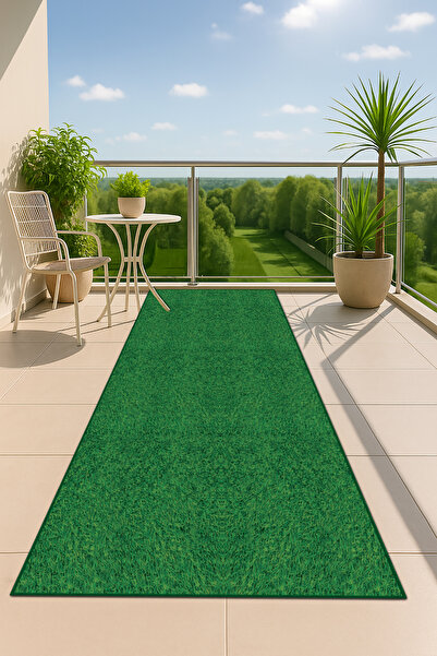 Viva Home Balkon Halısı Çim Halı Kaymaz Tabanlı 3d Çim Görünümlü Kesme Rulo Yolluk Ar1351
