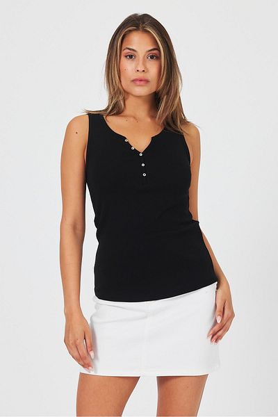 VENA Tricot de corp pentru femei Matilda Black - Detaliat cu nasturi si asezat pe corp